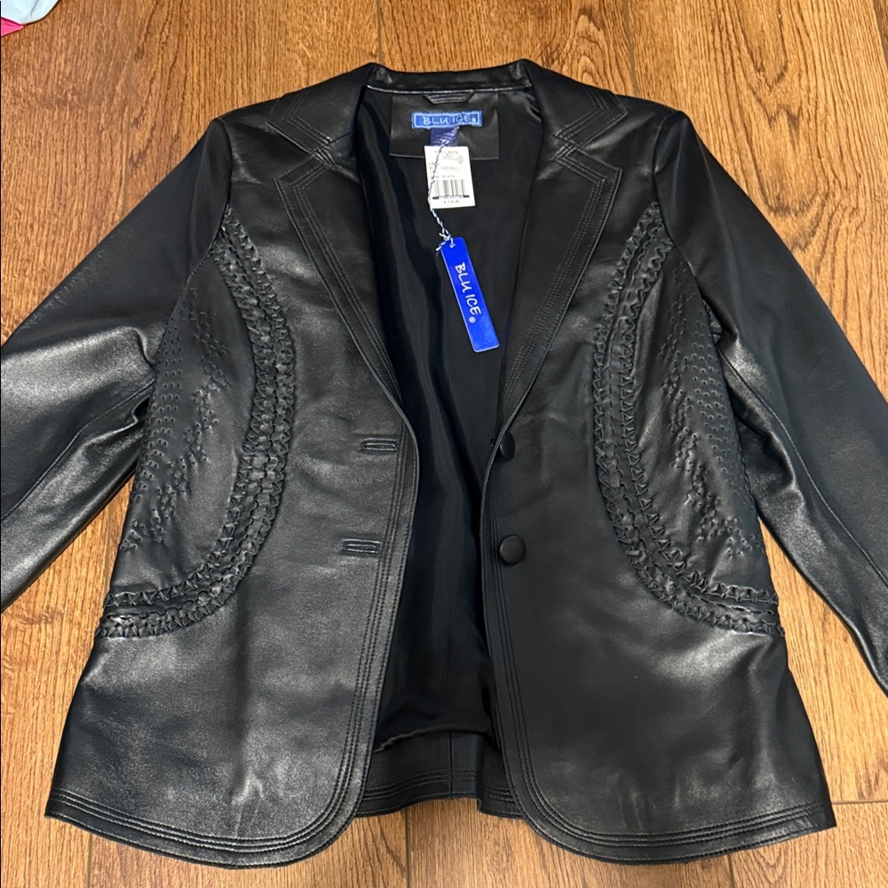 Blu Ice Black Leather Jacket NWT size large